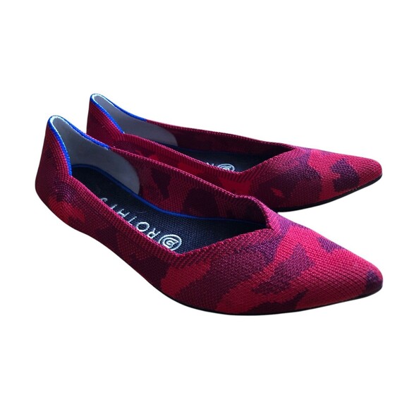 Rothys Red Camo The Point Flats Shoes Womens 6.5 Rare Pointed Ballet Camouflage - Picture 2 of 7